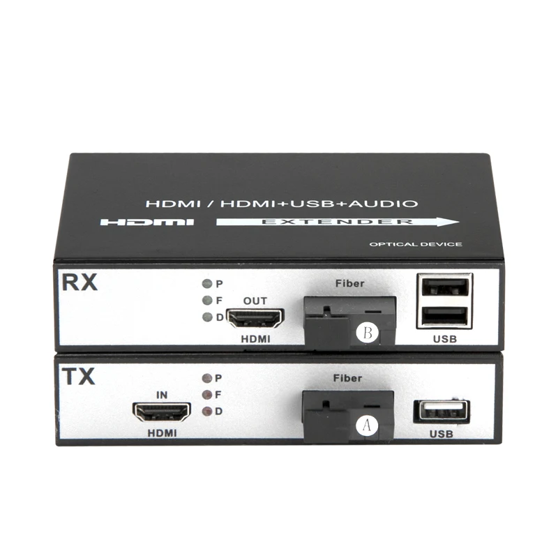 

1 пара, волоконно-оптический преобразователь HDMI + KVM, аудиоволоконный трансивер, порт SC/USB, 1080P, 20 км