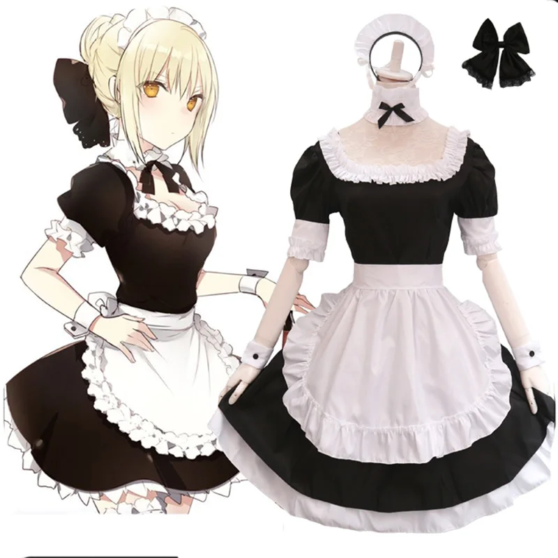 Мобильной игры FGO судьба Grand для Saber Lily горничной лолиты косплея платье девочек