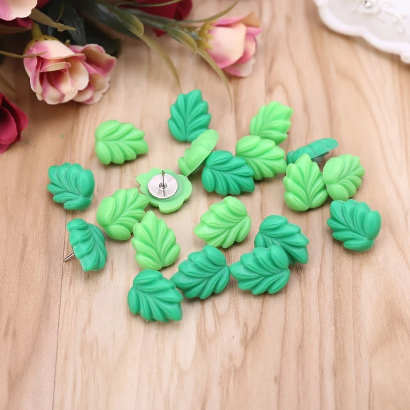

20pcs Leaf Push Pins Office Decorative Thumbtacks Photo Wall Studs Foliage Pushpins for Whiteboard Photos Maps Bulletin