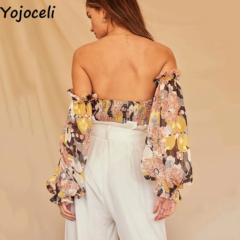 Женская укороченная блузка Yojoceli повседневная пикантная с открытыми плечами и