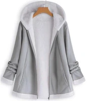 casual fluffy fur coat women autumn winter solid color long sleeve zipper button cute warm hooded coat plus size outwear female