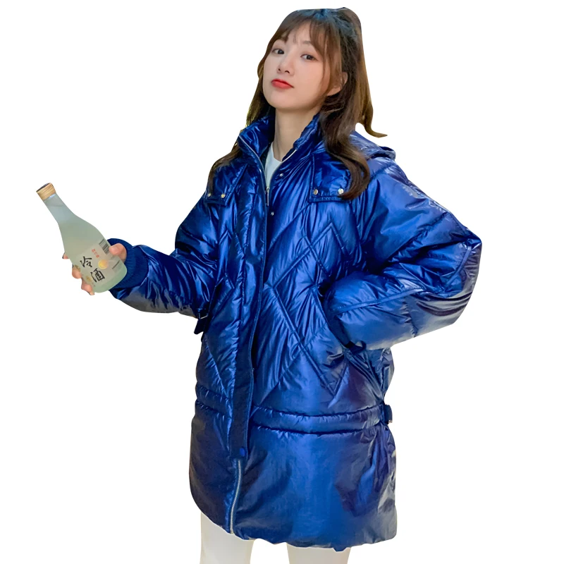 

Women's Glossy Down Cotton Parka Coat Winter Jacket Warm Thicken Cotton Jacket Coat Womens Casual Oversize Cotton-padded Outwear