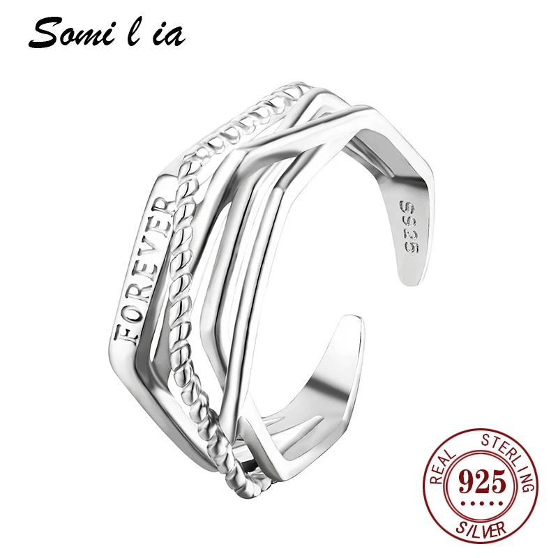 

Somi l ia Open Women Ring Hand Ornament Mens Ring New 100% S925 Sterling Silver Ring Womens Retro Twist Lines Cable tie Fashion