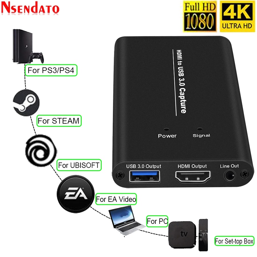 Карта видеозахвата USB3.0 HDMI 4K 60 Гц плата для захвата видео с на USB 3 0 ключ игр