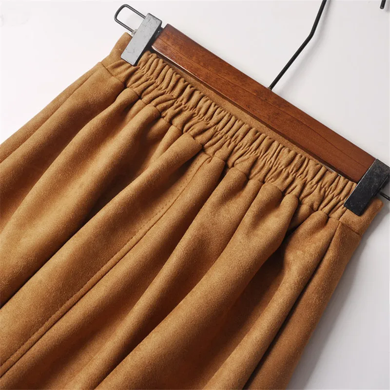 SETWIGG однотонные замшевые расклешенные юбки миди с высокой талией элегантные