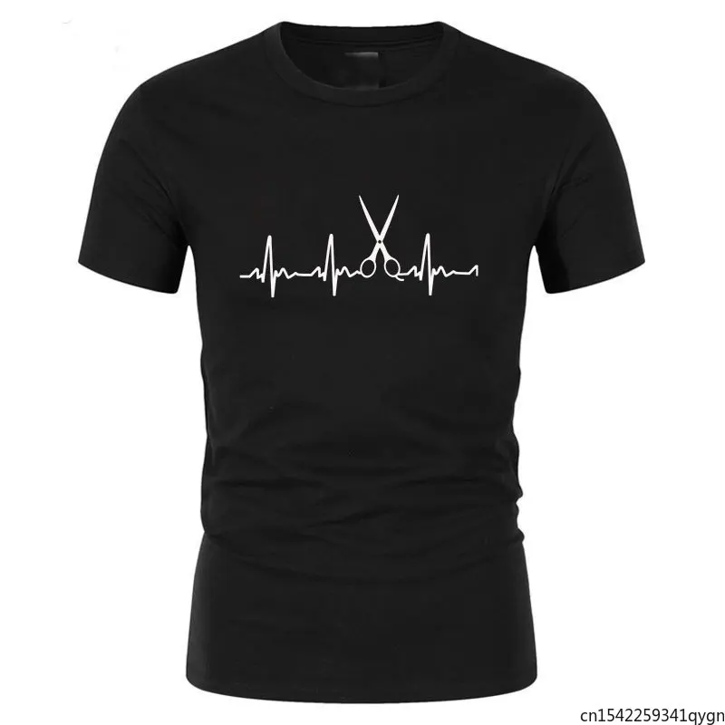 

Dancing Heart Rate of Hairdresser T Shirts Men Cool Hair Printed Shirt Short Sleeve Barber T-shirts Tops