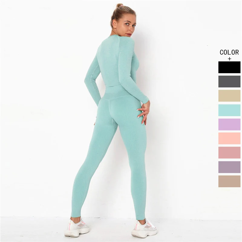 

Woman Sport Fitness Suit Sports Wear For Women Gym Sport Wear Seamless Fitness Workout Clothes 2 Piece Leggings Set