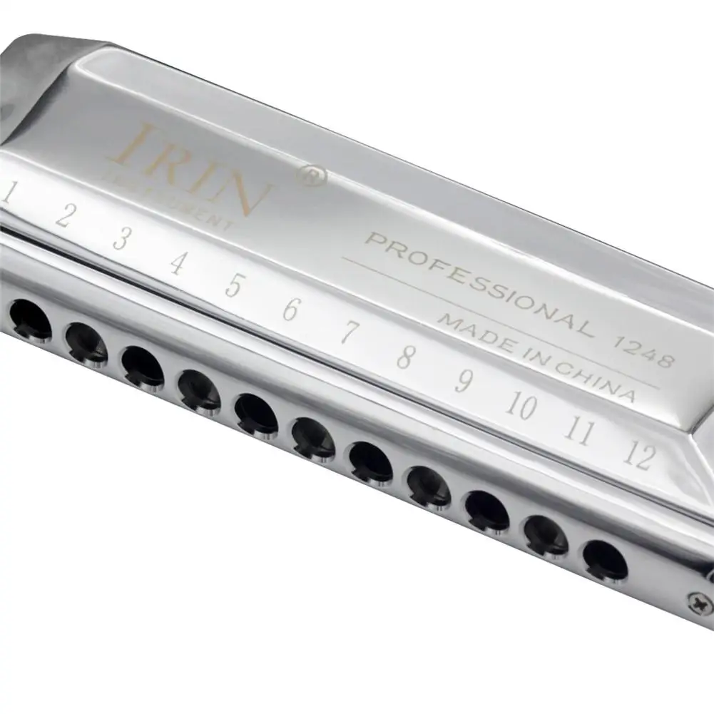 IRIN 1248 12 Holes 48 Tones Chromatic Scale Harmonica + Case Wipe Cloth | Спорт и развлечения