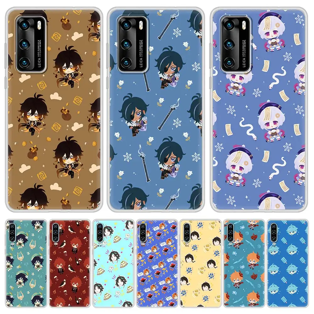 

games Genshin Impact Cute Venti Phone Case For Huawei P Smart Z 2019 2021 P30 P40 Lite E P20 Pro P10 Silicone Matte Funda Cover