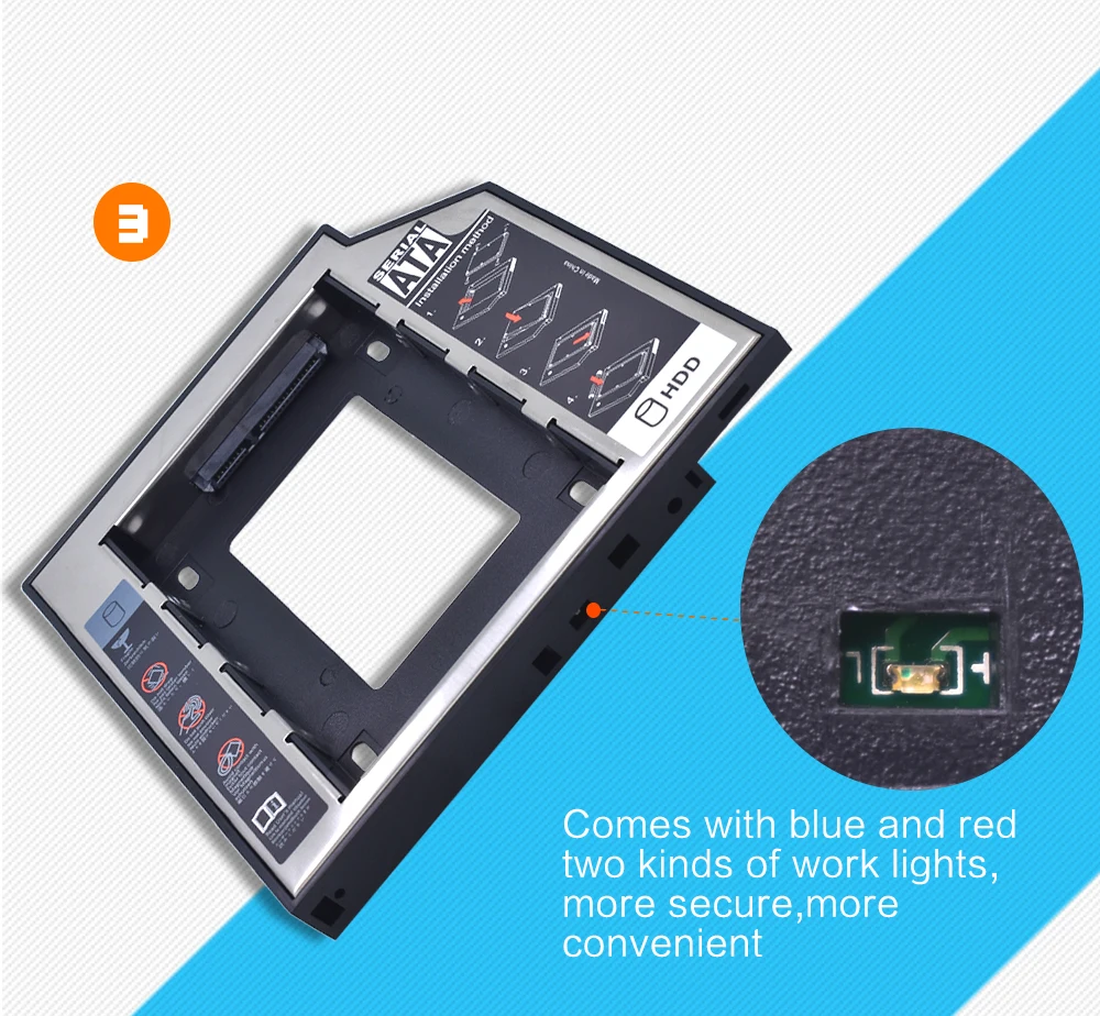 Tishric Универсальный пластик алюминий 12,7 мм SATA 3,0 2," HDD Caddy адаптер DVD HDD для ноутбука Cd нечетный жесткий диск Корпус Optibay
