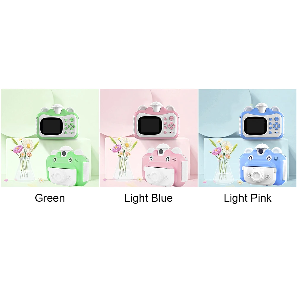 

4GB For Kids Instant Print Camera Travel Toy Cute Mini Portable 1080p Video USB Rechargeable Rotatable Lens Birthday Gift Home