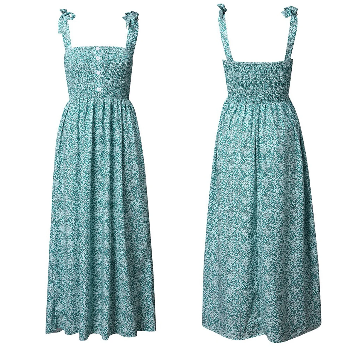 

Women Holiday Strappy Long Maxi Dresses Ladies Summer Party Beach Flower Sun Dress Sleeveless Boho Dress