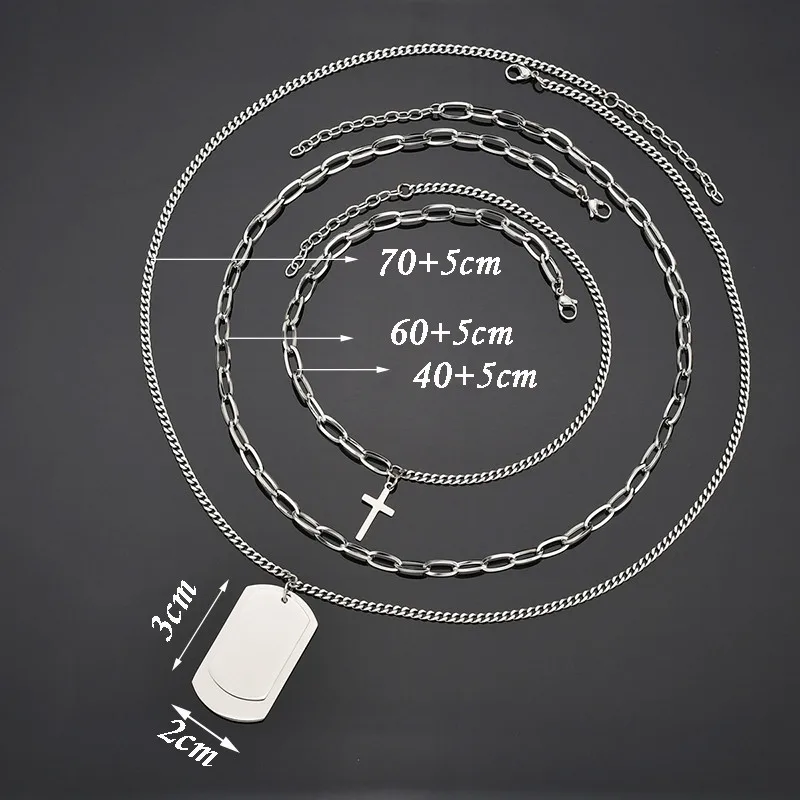 Ожерелье ELSEMODE для мужчин и женщин многослойная подвеска из нержавеющей стали в