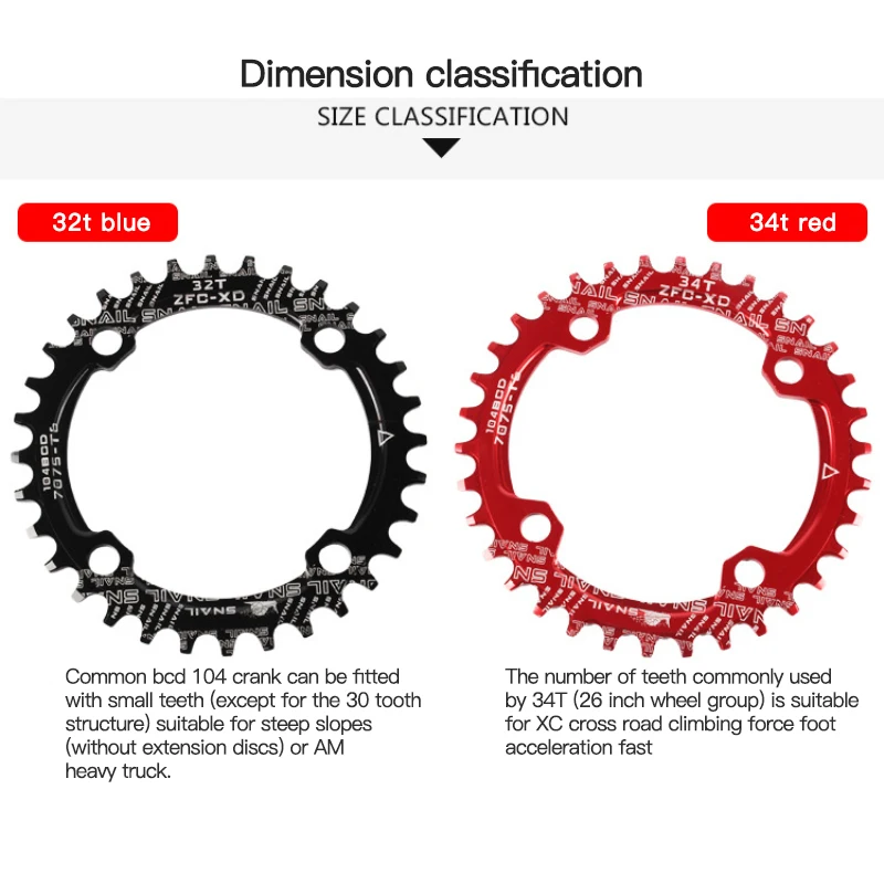 104BCD Round Shape Narrow Wide Chainring MTB Mountain Bike Bicycle 32T 34T 36T 38T 40T Crankset Single Tooth Plate Parts 104 BCD | Спорт и