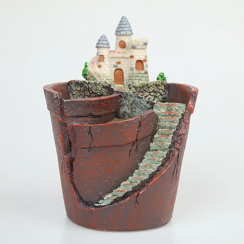 

Succulent Plants Planter Flower Pot Desktop Small Fleshy Plants Herb Mini House Resin Flower Pot Home Garden Decor Craft
