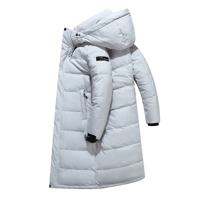 

Men Down Jacket Long Parka Coat 80% White Duck Down Coat Men Winter Outwear White Jacket Hooded Overcoat Mens Fashion 2021