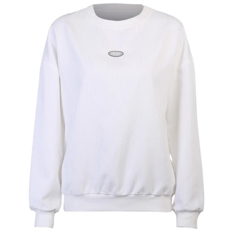 

YICIYA Round Neck Cotton Letter Embroidery White Sweatshirt 2021 Autumn Fashion Casual Hooded Tops Sweatshirt Pullover Women