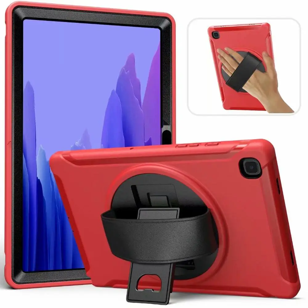 Case For Samsung Galaxy Tab A7 10.4 2020 SM-T500 SM-T505 Kids Safe Shockproof PC + TPU Combo Hand Strap Stand Tablet Cover+pen