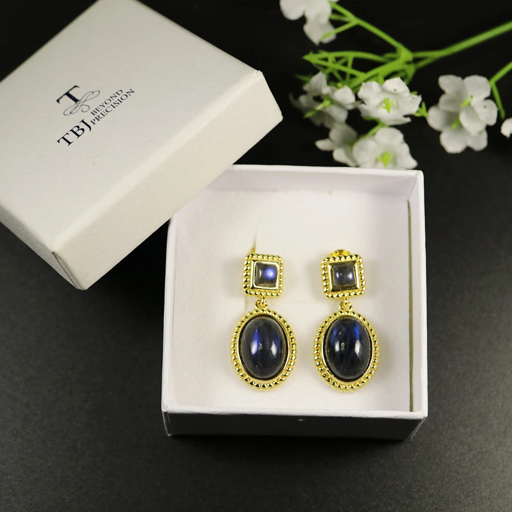 Женские серьги с лабрадоритом классического дизайна ювелирные изделия из