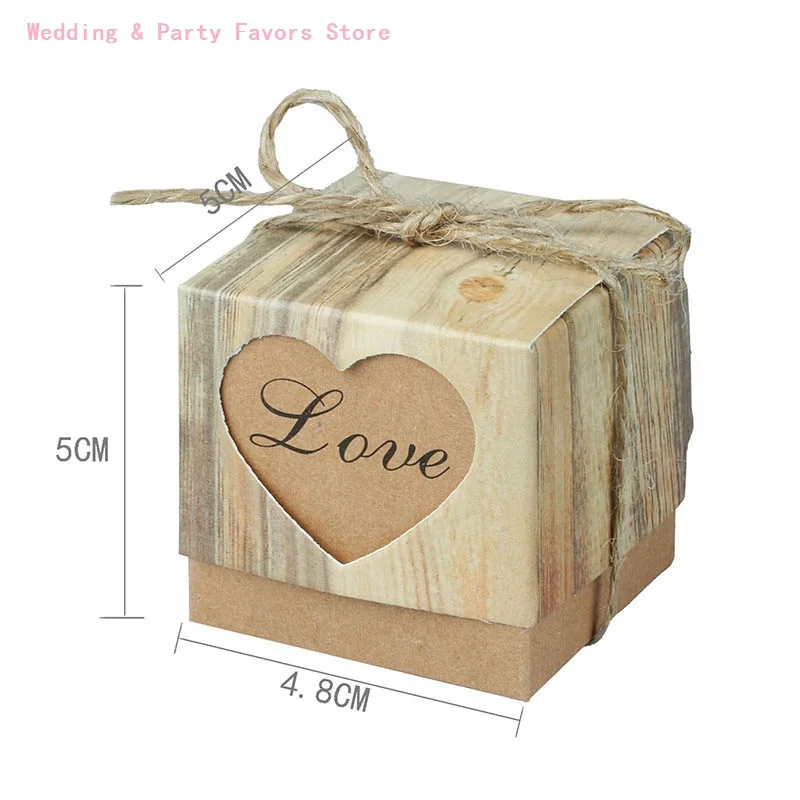 

Love candy box retro personality DIY custom candy box kraft paper love love wood grain heart-shaped hollow candy box