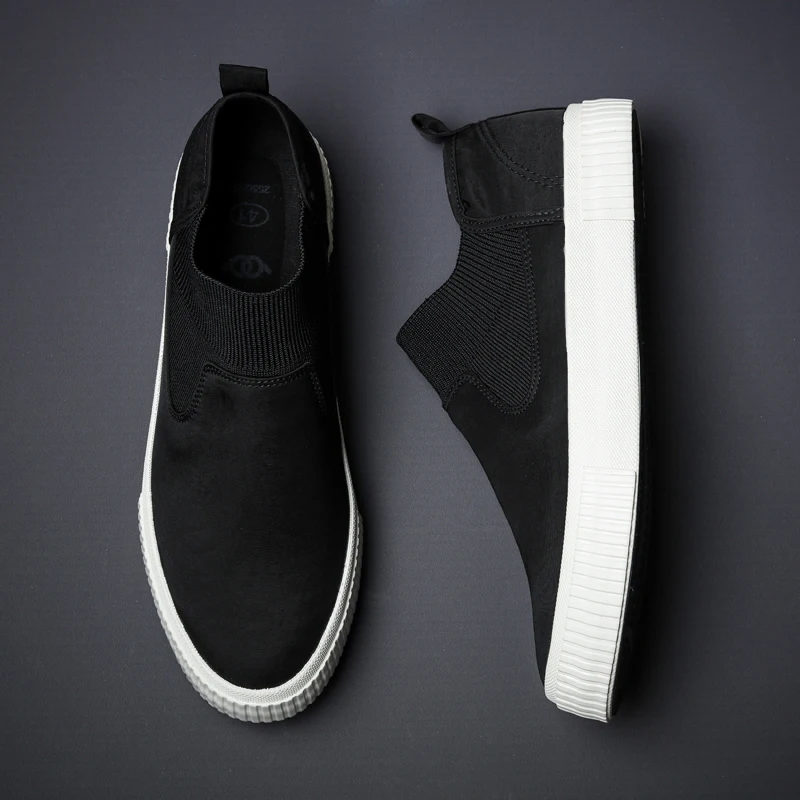 design B black Maggie's Walker/Новое поступление, мужская повседневная парусиновая обувь модная обувь без шнуровки на платформе с высоким берцем для отдыха размеры 39-44 - Цвет: design B black