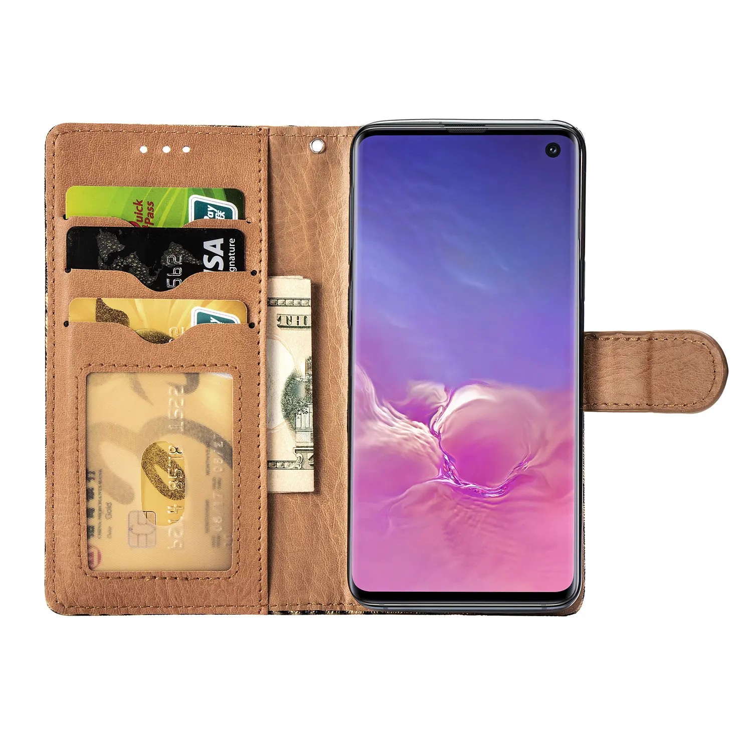 Кожаный чехол книжка с леопардовым принтом для Samsung Galaxy A52 S10 S8 Plus S10E Note 9