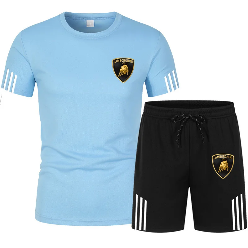 

2021New style Men's summer sportswear breathable T-shirt + shorts brand track suit jogging fitness casual men's clothing