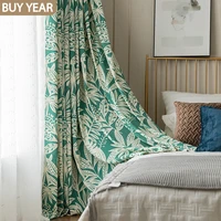 modern curtains for living dining room bedroom minimalist printed curtain green plant leaf patternfinished product customization
