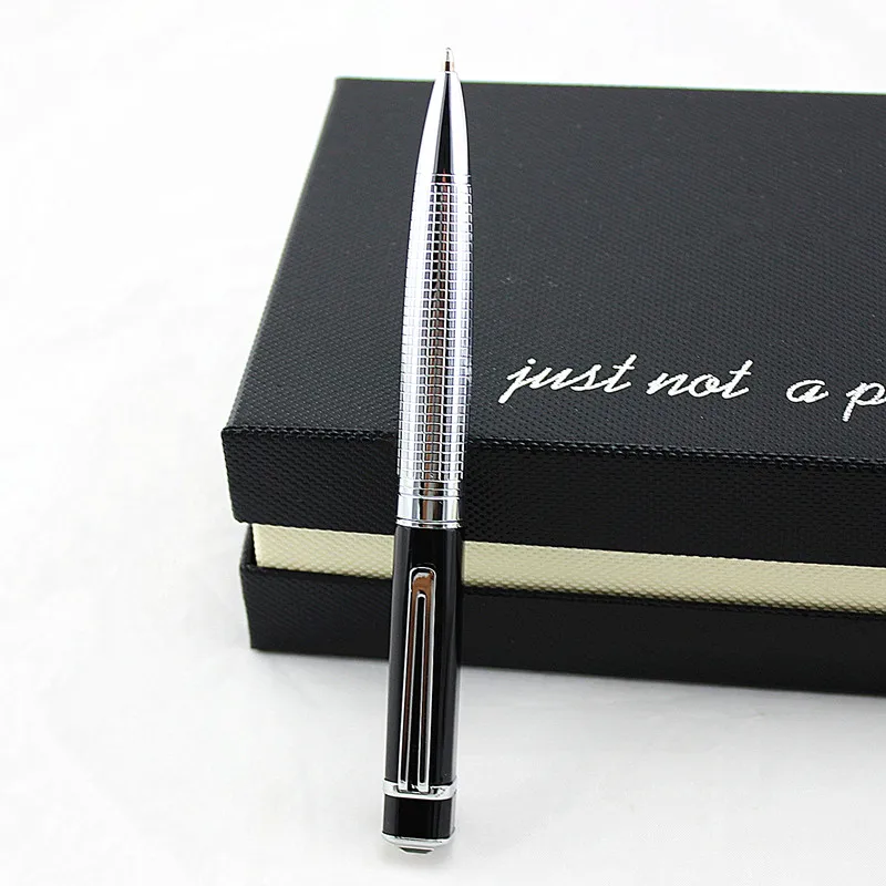 Роскошная высококачественная черная и серебристая шариковая ручка с