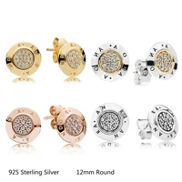 925 sterling silver female classic earring light zircon excellent elegant round stud earring for woman girl wedding jewelry