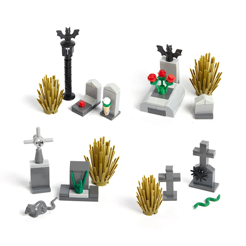 

Feleph Хэллоуин гробница сцены призрак кладбище набор Зомби Череп лошадь летучая мышь фигурки строительные блоки кирпичи игрушки для детей