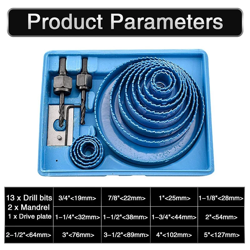 

16Pcs Hole Saw Kit Set 45 Carbon Steel Circular Round Drill Cutting Arbor Adapter for Drilling Industrial Steel Casting
