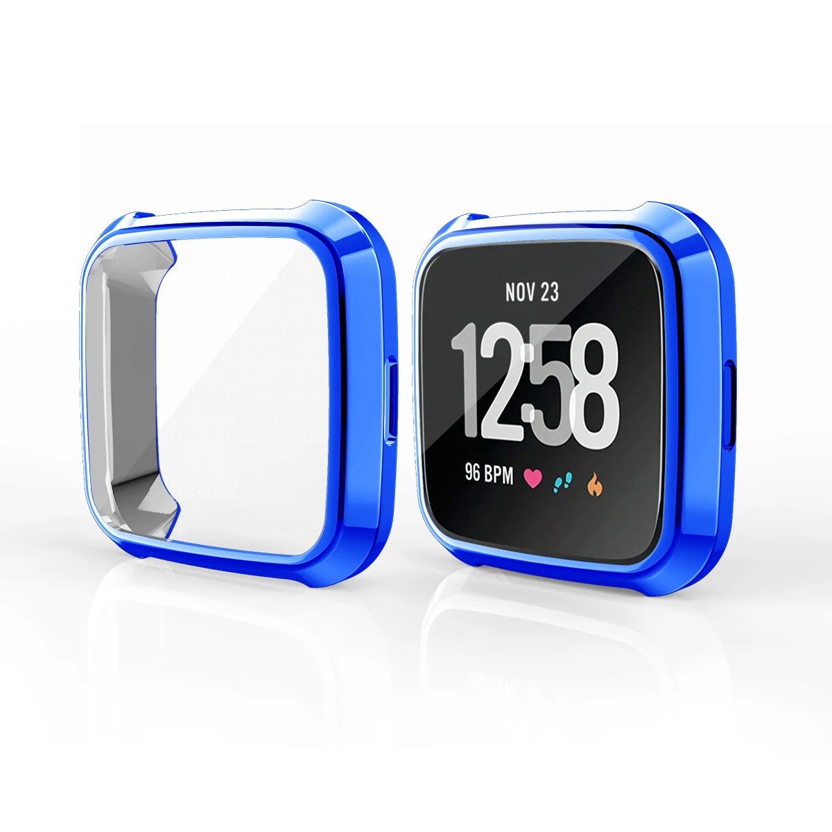 Чехол-бампер для Fitbit Versa lite с защитой от падения, с гальваническим покрытием из ТПУ, Защитный Браслет для циферблата - Цвет: Синий