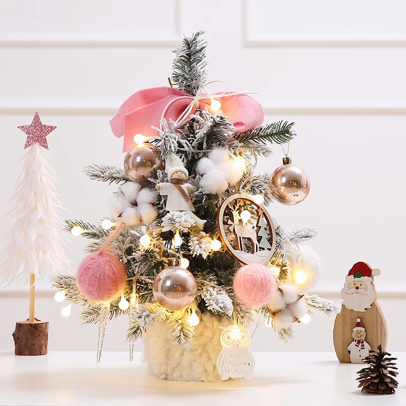 Mini &aacute;rbol de Navidad Artificial con cadena de luces LED, adornos de mesa, Mini &aacute;rbol de Navidad, decoraciones de Navidad DIY, regalo-2