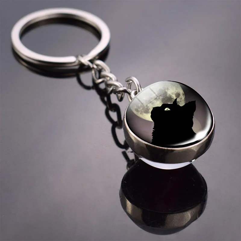 Оригинальные брелки серебряного цвета металлический прозрачный стеклянный