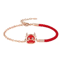 new arrival 30 silver plated trendy little cow animal red rope ladies bracelet for women jewellery best gifts cheap