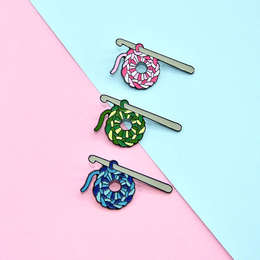 Шерстяная металлическая брошь с эмалью цветная вязаная булавка милый трендовый