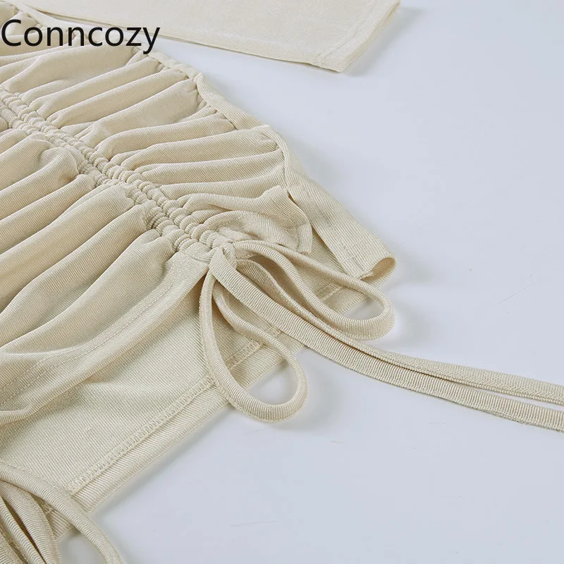 

Sexy Sheath Dress Spring Autumn Square Collar Wrap Long Sleeve Street Women Dress Party Slim Mini Hip Pleated Drawstring Dresses