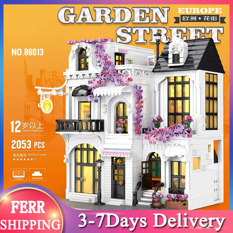 

2021, 86013, серия Street View City, в европейском стиле, маленький город, сад, улица, вилла, усовершенствованная модель, строительный блок, 2053 деталей, ки...