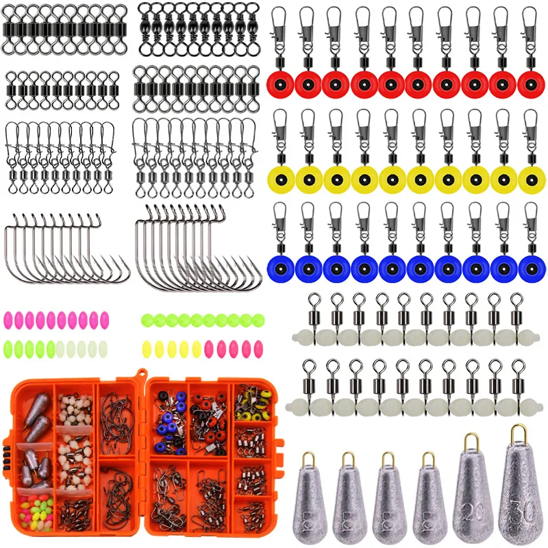 

177pcs Fish Lure Kit Set with 122mmx105mmx34mm 239g Spinning Reel Accessaries Freshwater Saltwater Fishing