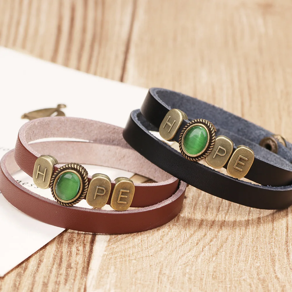 2019 горячая Распродажа HOPE плетеный браслет из сплава с буквами и камнями для