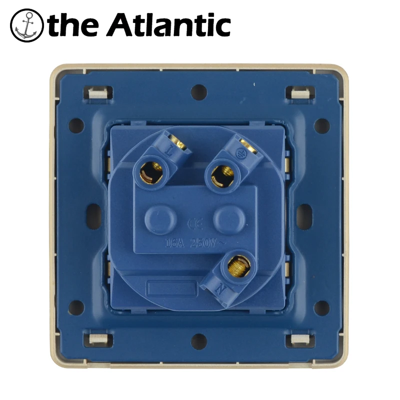 Стандартная розетка стандарта DE/EU/RU настенная Заземление 16 А 250 В Золотая