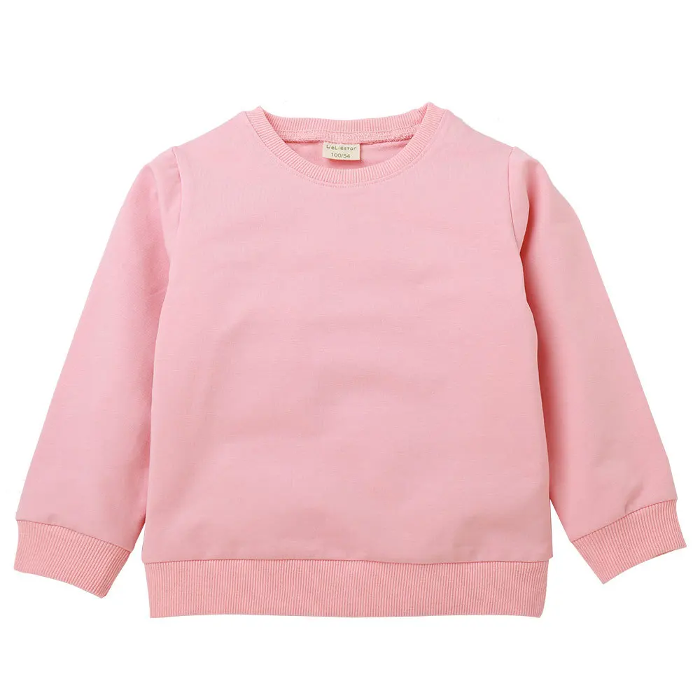 Spring and Autumn Children Long Sleeve Shirt Solid Color Sweatshirt Baby Boy Girl White Pullover Casual Kids Clothes | Детская одежда и