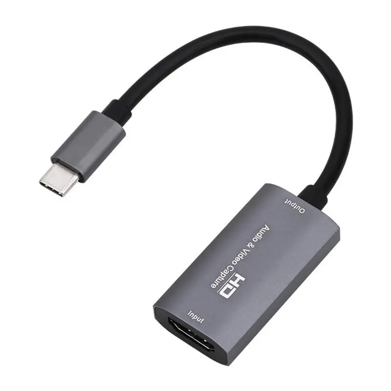 

Плата видеозахвата HD 1080P, коллектор аудиозахвата, HDMI-совместим с адаптером Type-C для телефона, ноутбука, записи в реальном времени