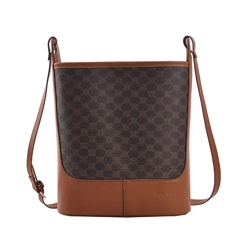 

Classic Totes Bag Vintage Pattern Pu Leahter Bucket Bag Large Size Crossbody Messenger Bags Luxury Brand Women Shoulder Bag