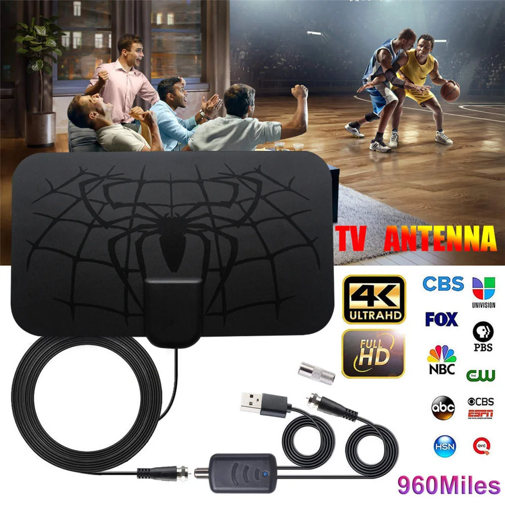 Внутренняя 960 миль цифровая антенна ТВ Усилитель сигнала DVB-T2 HDTV ясная