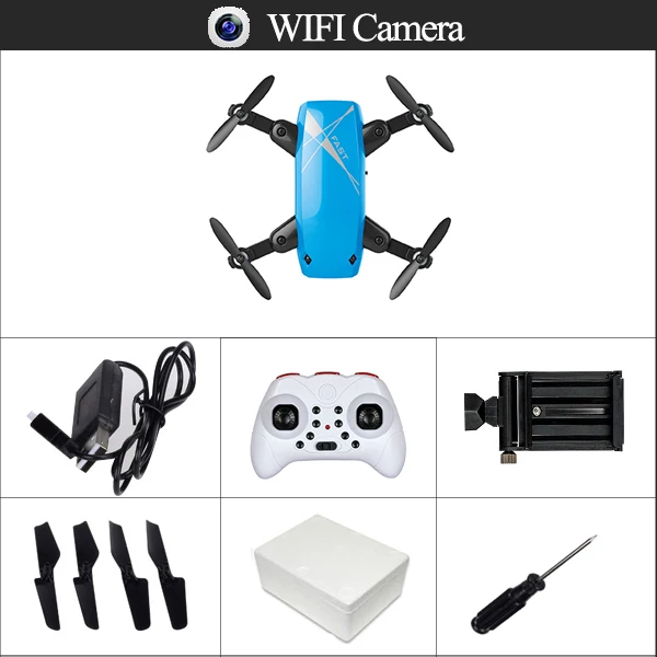 blue wifi cam foam S9 S9HW мини селфи Карманный Дрон Квадрокоптер с HD камерой живое видео Безголовый режим с RC игрушки для детей в качестве рождественского подарка - Цвет: blue wifi cam foam
