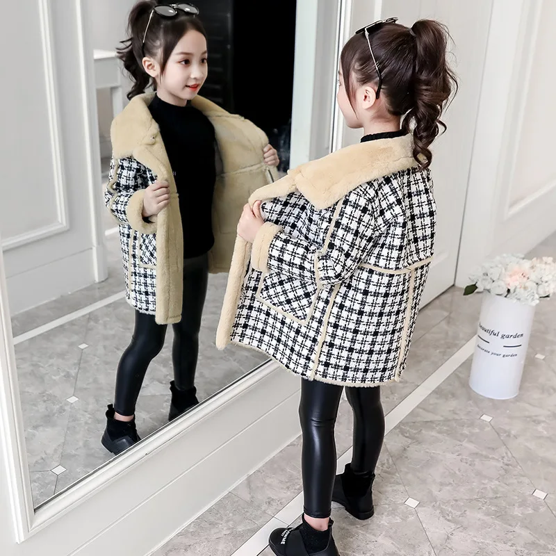 Куртка из искусственного меха для больших девочек детское шерстяное пальто