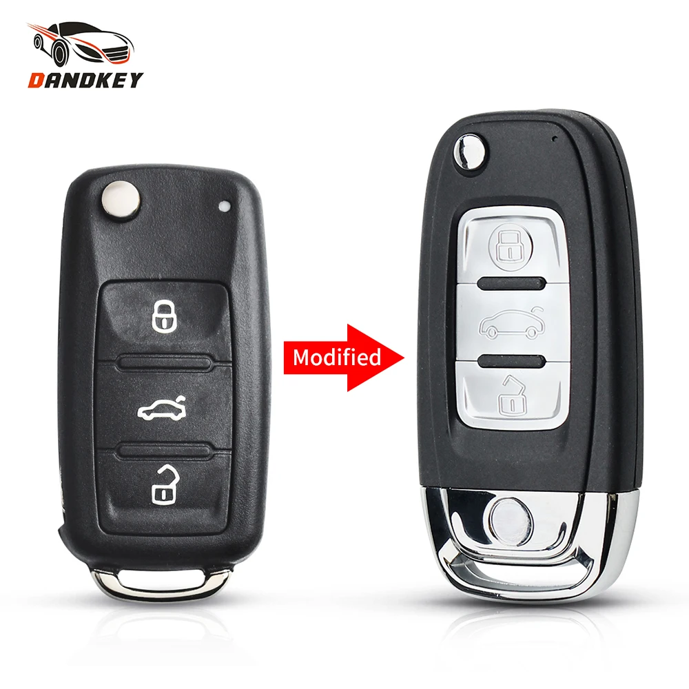 Dandkey измененный чехол для ключей с откидной крышкой 3 кнопки VW Jetta Golf Passat Beetle Polo Bora