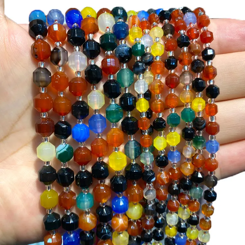 

YWROLE Natural Stone Faceted Spacer Beads Colorful Agates For Jewelry Making DIY Bracelet Necklace Handmade Accessories 6/8/10MM